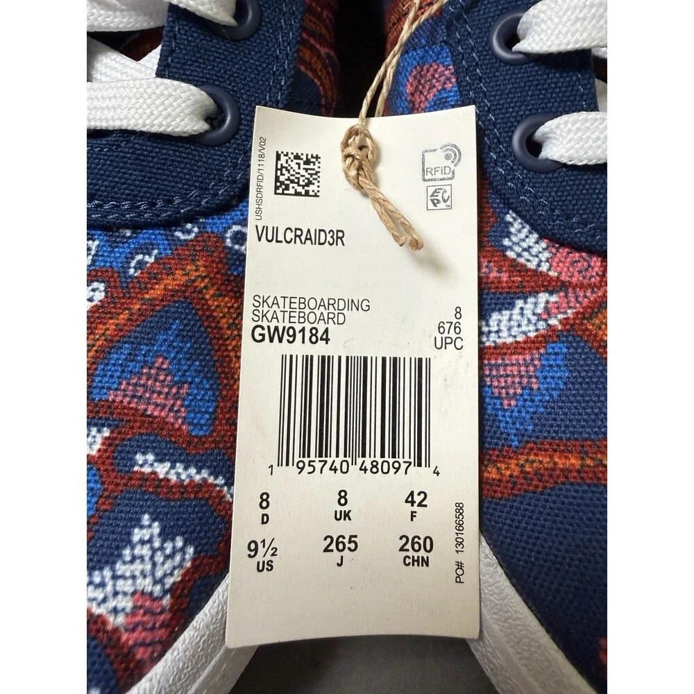 Adidas Farm Rio x Vulc Raid3r Tennis Shoes Blue Floral Size 9.5 Skateboarding